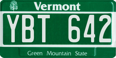 VT license plate YBT642