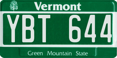 VT license plate YBT644