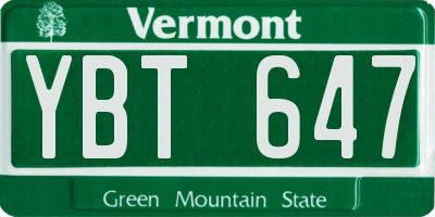VT license plate YBT647