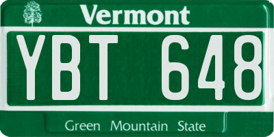 VT license plate YBT648