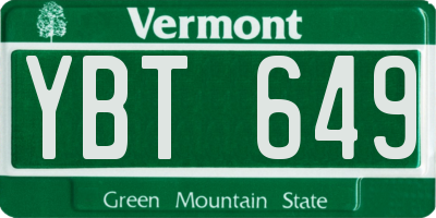 VT license plate YBT649