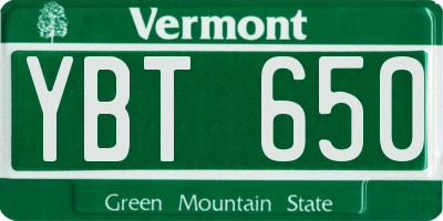 VT license plate YBT650