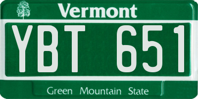VT license plate YBT651
