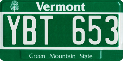 VT license plate YBT653