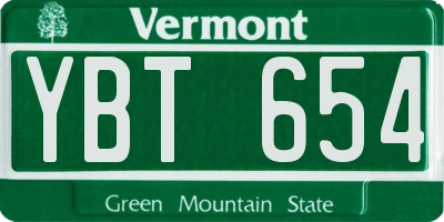 VT license plate YBT654