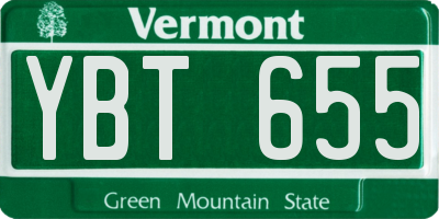 VT license plate YBT655