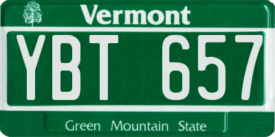 VT license plate YBT657