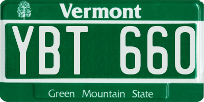 VT license plate YBT660