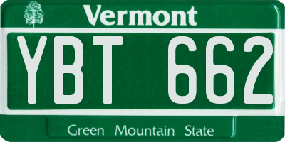 VT license plate YBT662