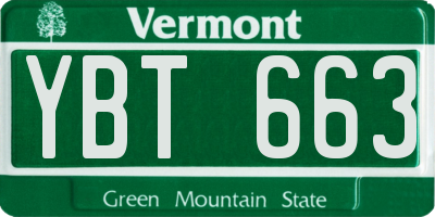 VT license plate YBT663