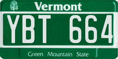 VT license plate YBT664