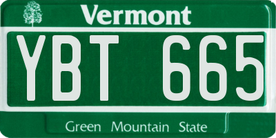 VT license plate YBT665