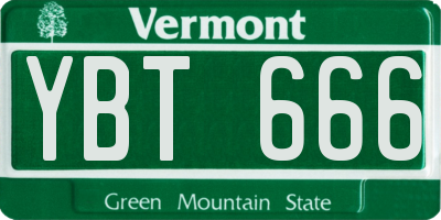 VT license plate YBT666