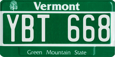 VT license plate YBT668