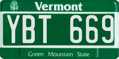VT license plate YBT669