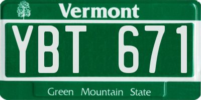 VT license plate YBT671