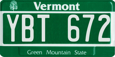 VT license plate YBT672