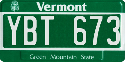 VT license plate YBT673