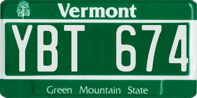 VT license plate YBT674
