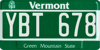 VT license plate YBT678