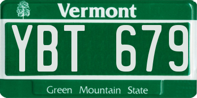 VT license plate YBT679