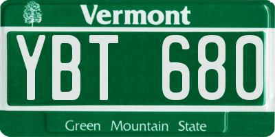 VT license plate YBT680