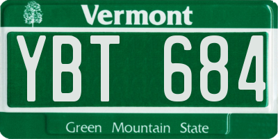 VT license plate YBT684