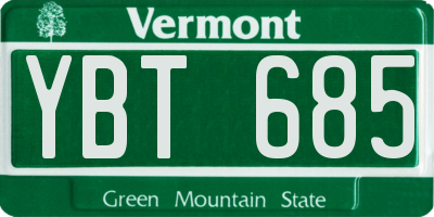 VT license plate YBT685
