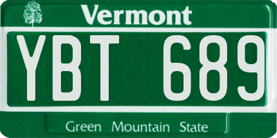 VT license plate YBT689
