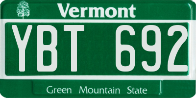 VT license plate YBT692