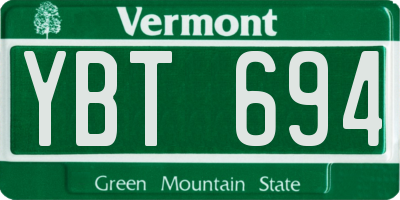 VT license plate YBT694