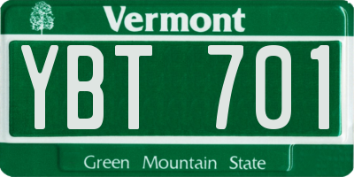 VT license plate YBT701
