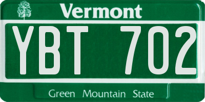 VT license plate YBT702