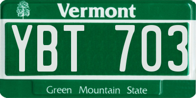 VT license plate YBT703