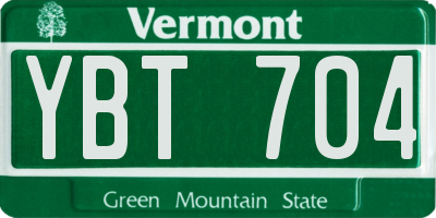 VT license plate YBT704