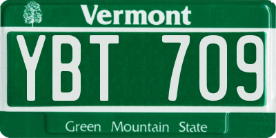 VT license plate YBT709