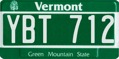 VT license plate YBT712