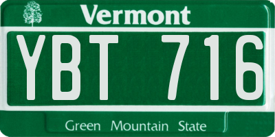 VT license plate YBT716
