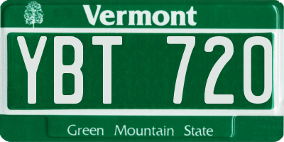 VT license plate YBT720