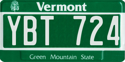 VT license plate YBT724