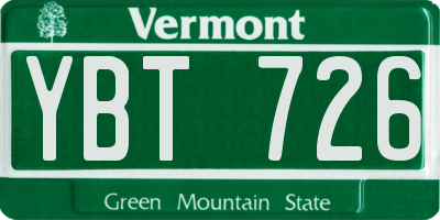 VT license plate YBT726