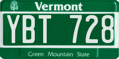 VT license plate YBT728
