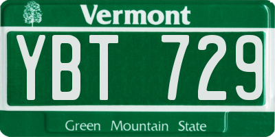 VT license plate YBT729