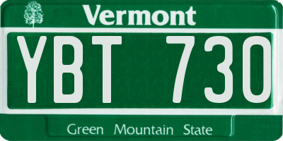 VT license plate YBT730