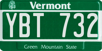 VT license plate YBT732