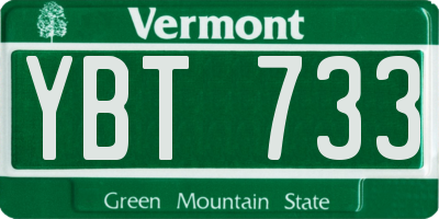 VT license plate YBT733