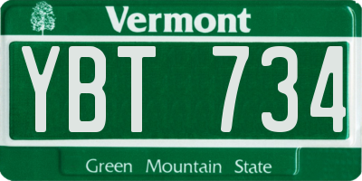 VT license plate YBT734