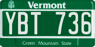 VT license plate YBT736