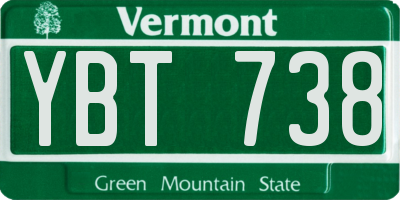 VT license plate YBT738