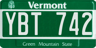 VT license plate YBT742